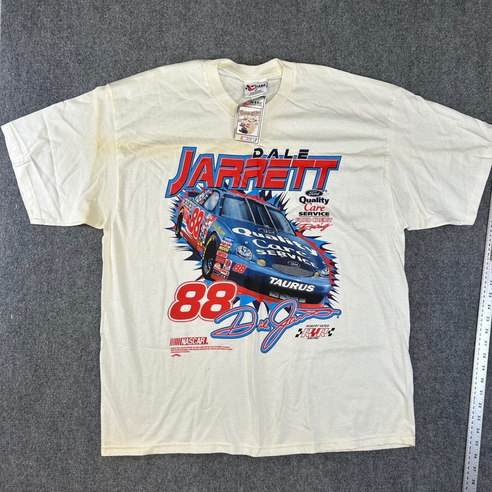 Chase Authentics Dale Jarrett 88 Ford Racing T-Shirt Cream Mens 2X NWT Vintage